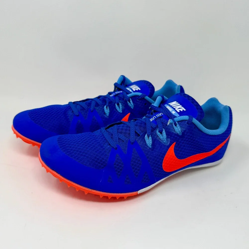 Nike Rival M8 Multi Use Racing Track Cleats with Spikes Blue Orange Mens Size 13